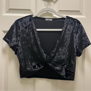 Violet Moon Velvet Black Crop Top